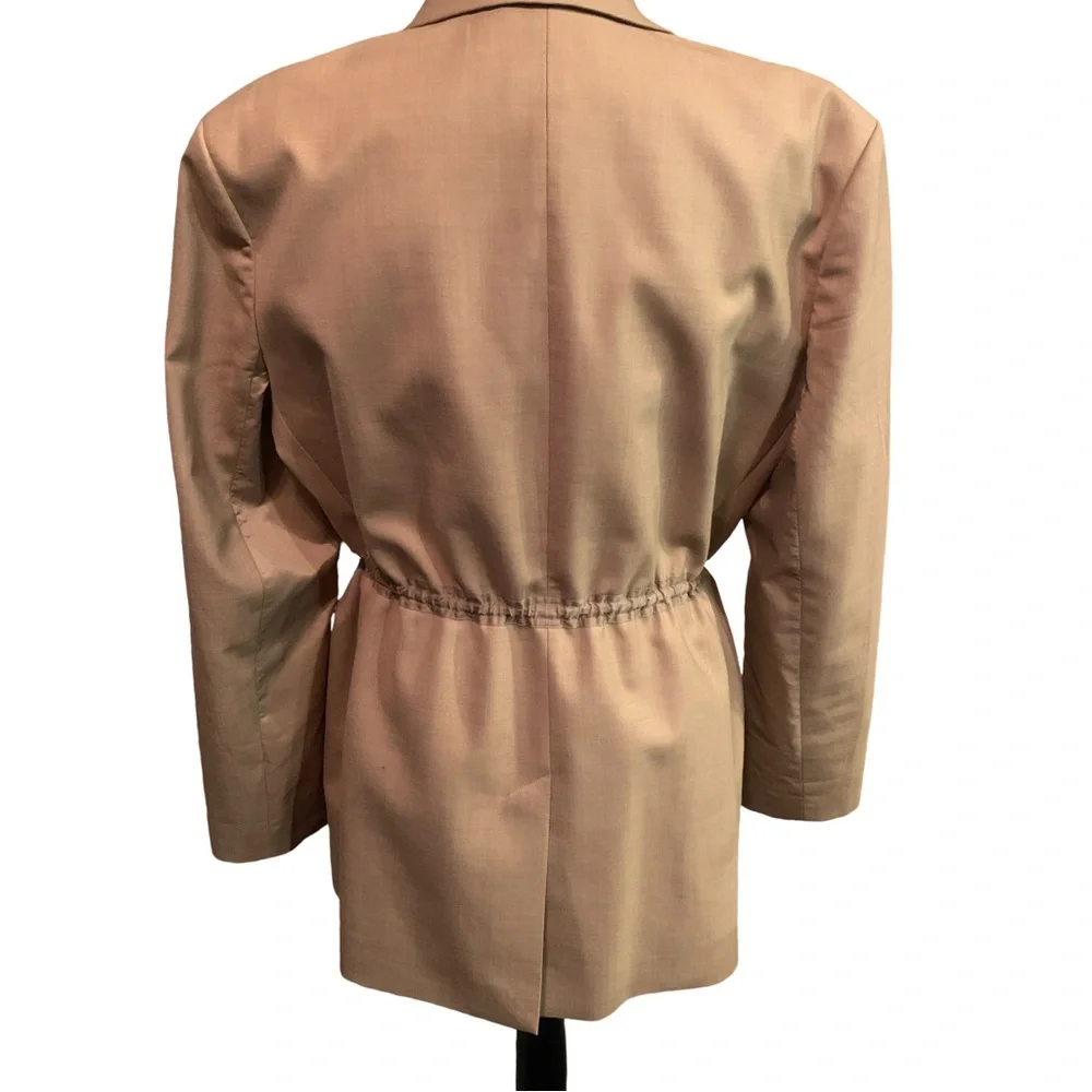 Tibi Tropical Wool Womens Tan  Drawstring Medium  Blazer Preppy Quiet Luxury - Picture 3 of 8